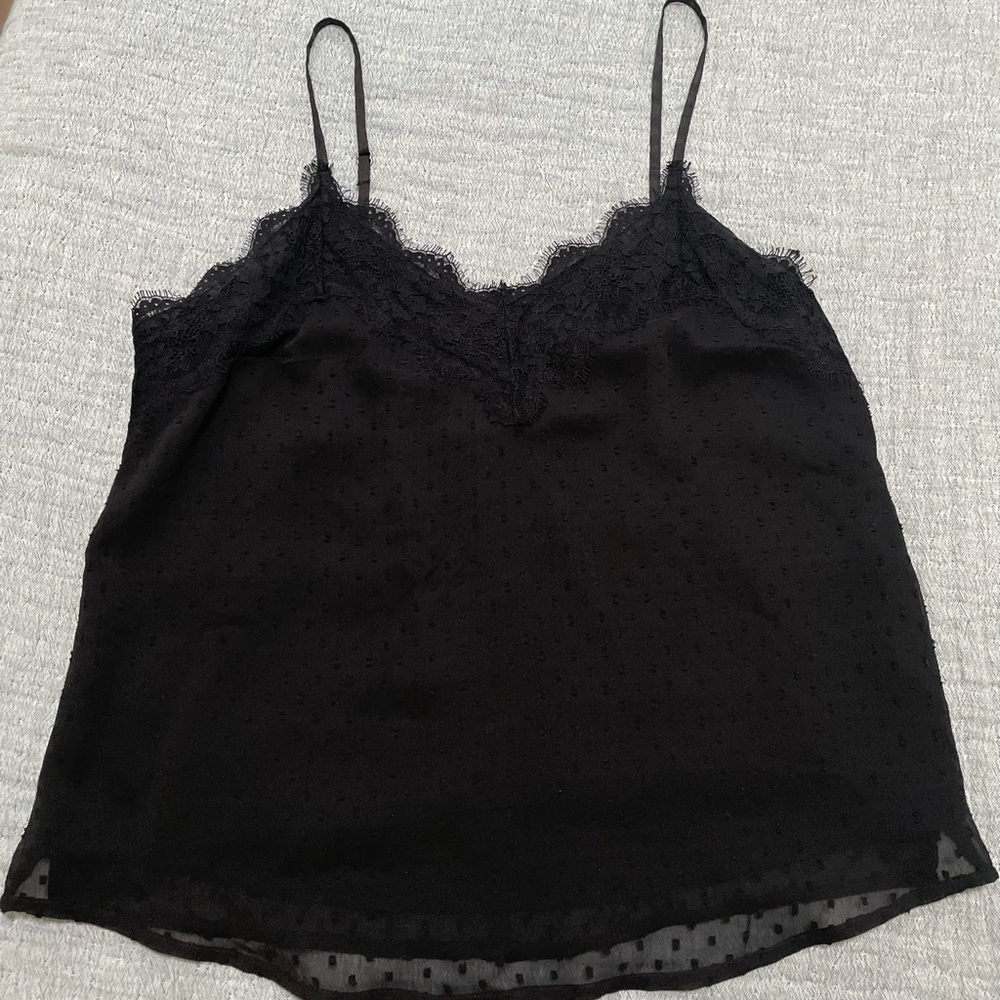 Lace Trim Cami With Polka Dot Detail